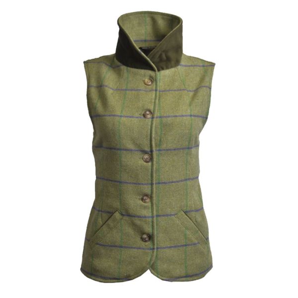 Gilet Femme En Tweed Marron Et Gris - Taille 12 (36) - Occasion - Présenté à La Main