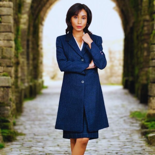 Pardessus femme coupe ajustée Shetland Tweed Isabella Navy LMDG