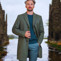 Manteau pardessus homme country en Shetland Tweed Owen Olive