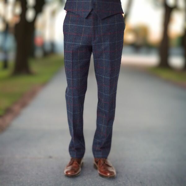 Pantalon homme coupe ajustΓ©e tweed Haincliffe Blue LMDG β Le