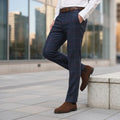 Pantalon homme coupe ajustée tweed Haincliffe Blue