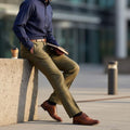 Pantalon homme coupe ajustée tweed Haincliffe Green