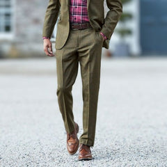 Pantalon Droit Homme Vintage - Couleur Unie, Style Britannique Décontracté - Léger Et Confortable Pour Automne - 2