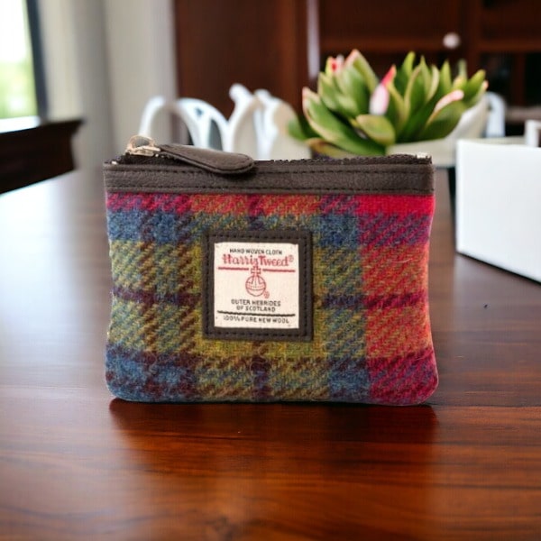 Porte-monnaie Harris Tweed En Laine écossaise - Mini Pochette Avec Fermeture Métal - Idéal Pour Pièces, écouteurs, Baume à Lèvres