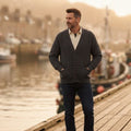 Cardigan homme laine mérinos Ardmore Iron Grey