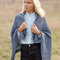 Tricot poncho femme country laine Mérinos Remington Sky Blue
