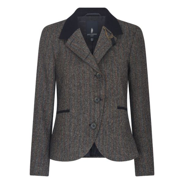 Veste Tweed Femme Taille 6 – Coupe Courte, Carreaux Marron, Style équitation