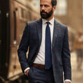 Veste homme coupe ajustée tweed Haincliffe Blue